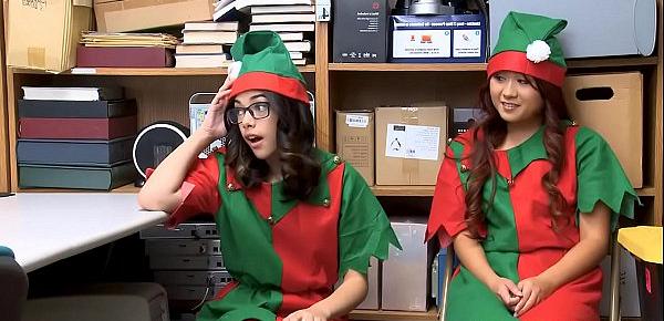  Perv Santa Claus Fucking Two Cute Elfs At His Office - Teenrobbers.com